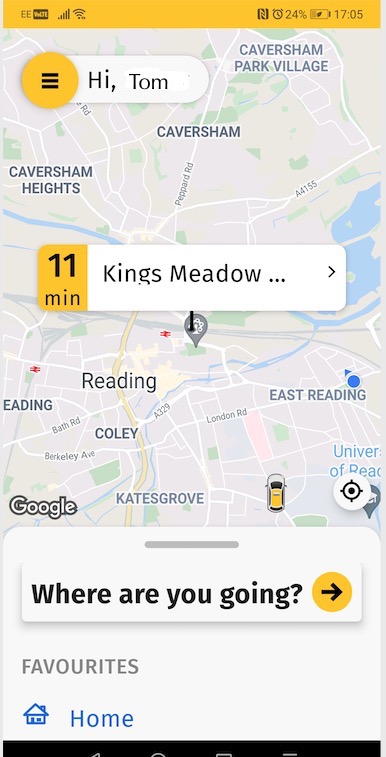 reading taxi app